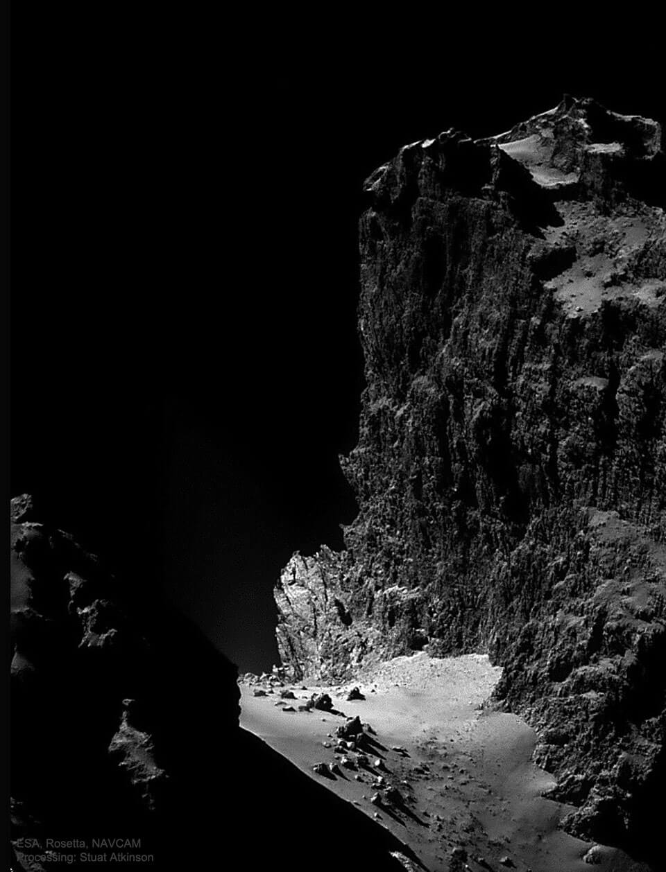 今日天文图（丘鲁莫夫-格拉西曼科彗星上的一个高悬崖）插图